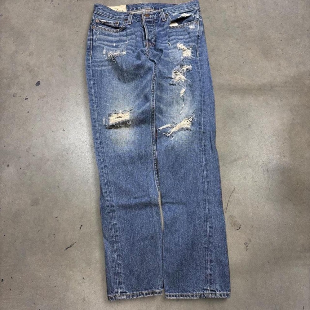 Hollister Mens Blue Distressed Skinny Jeans Y2K Denim 30 x 30